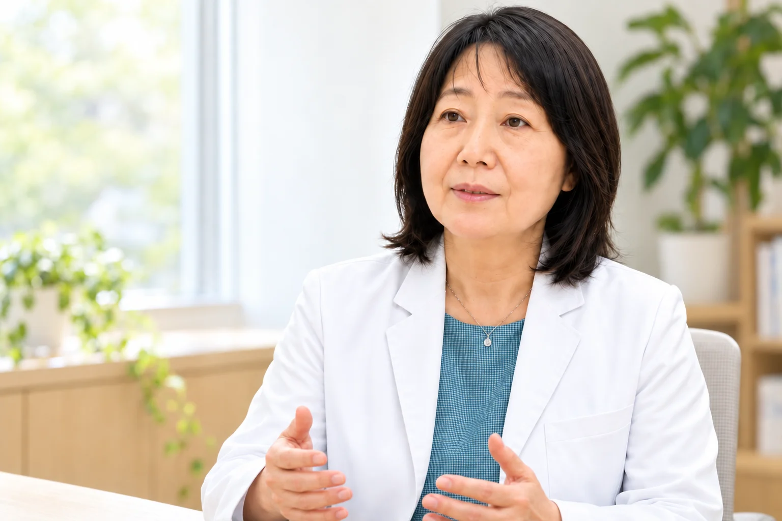 明るい相談室で説明する井出弓子先生